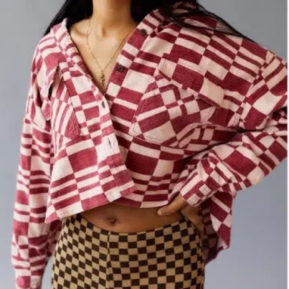 New BDG Caleb Crop Flannel Shirt - Picture 8 of 8